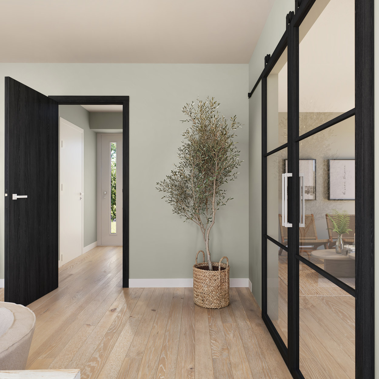 Binnendeur Skantrae SSL 14703 Blank Glas Charcoal Oak